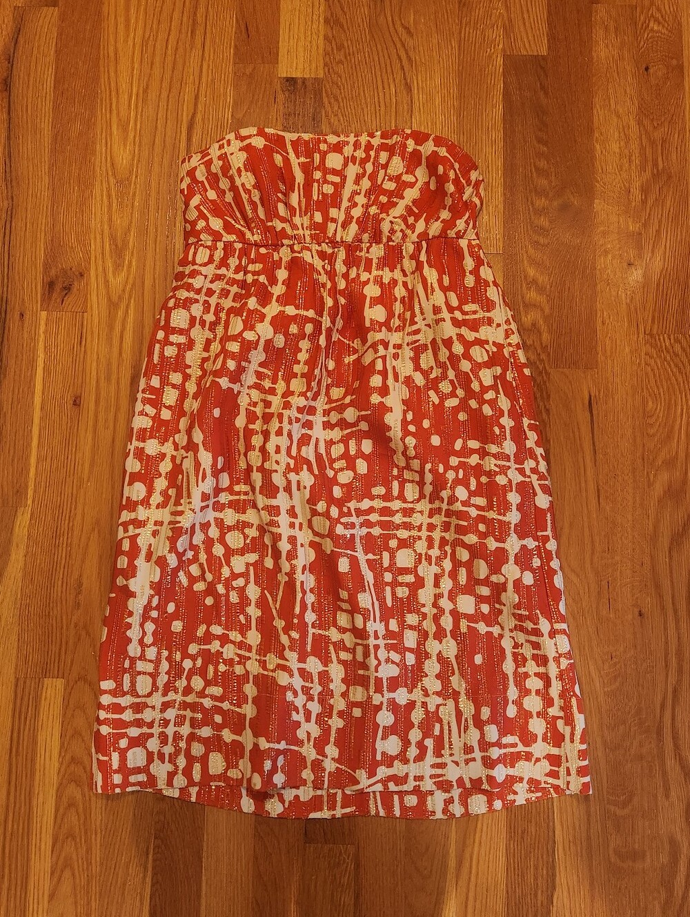Strapless Shoshanna Silk Coral Gold Dress 6